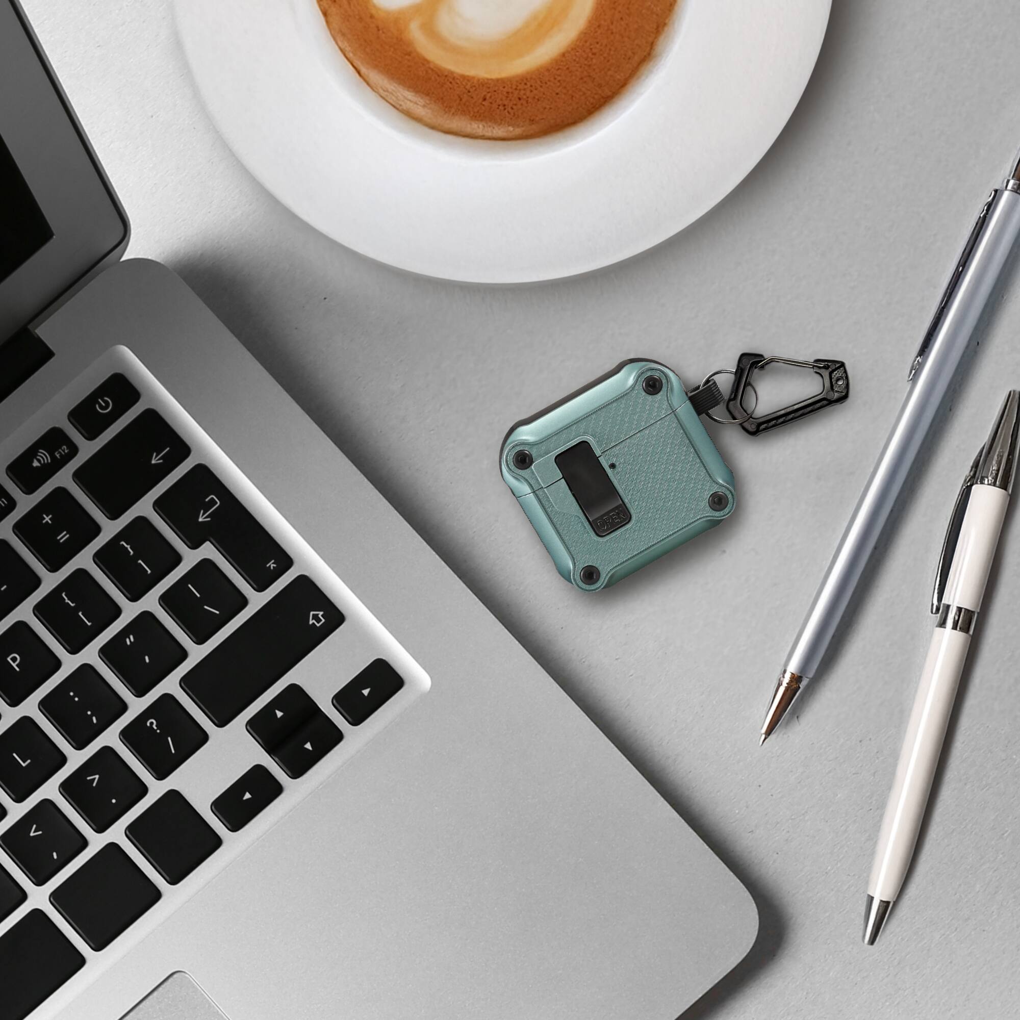 Left. Vena - Carbon Fiber Pattern Case for Apple AirPods 4 Case, Auto Open Lock Compatible with AirPods Gen 4 4th Generation, Green - Green.