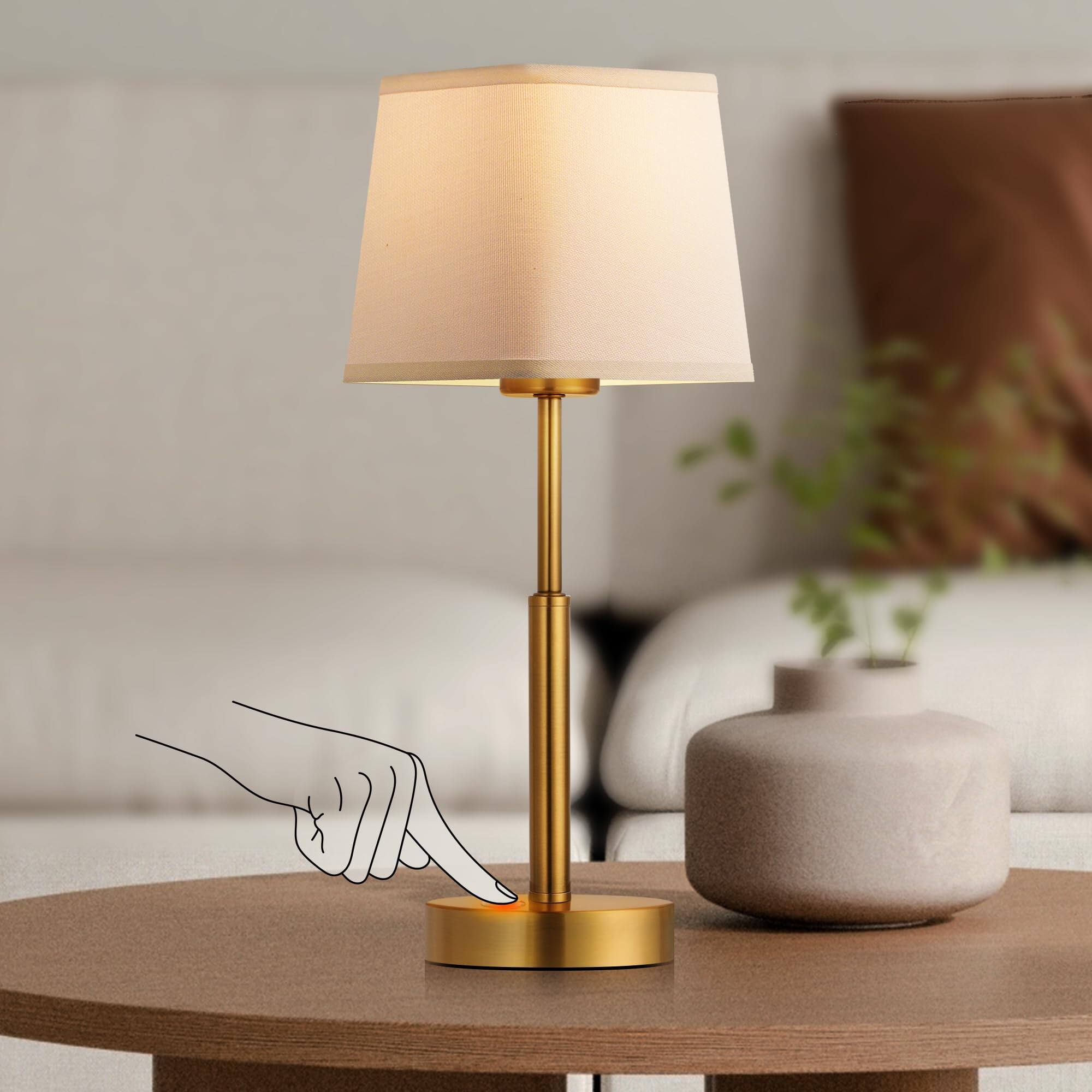 Front. Pawtners - Rechargeable Table Lamp, 6000mAh Battery Cordless Desk Lamp with 3-Level Touch, Waterproof Mini Night Light, Gold.