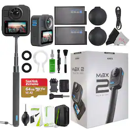 GoPro - MAX2 True 8K 360 Action Camera Accessory Bundle with Replacement Lens Kit - Black