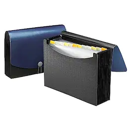 Smead - Heavy Duty Expanding File with Flap & Elastic Cord Closure, Letter Size, 12 Pockets, Blue/Black (70863) - Black/Blue