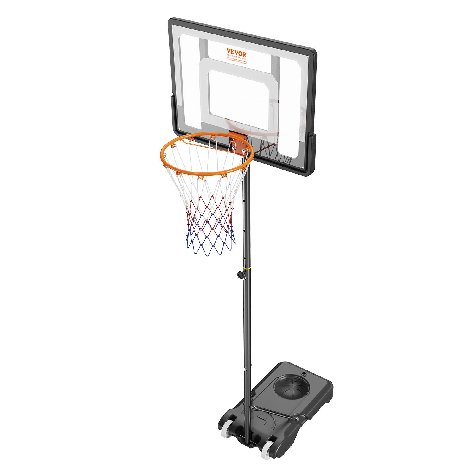 Alt View 5. VEVOR - Basketball Hoop, 5-7 ft Adjustable Height Portable Backboard System, 32 inch Basketball Hoop & Goal - Black.