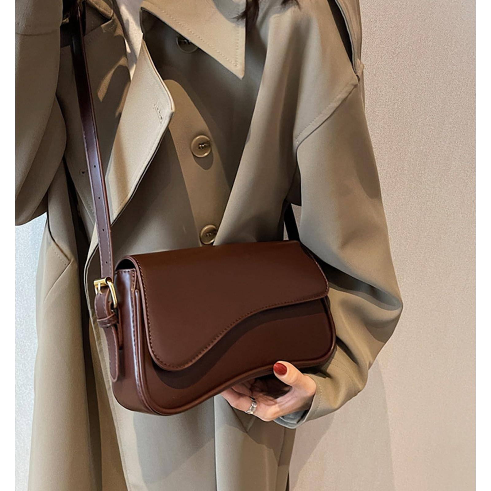 Alt View 1. Live At Space - Shoulder Bag For Women Y2k Trendy Purse Vegan Leather Hobo Handbags Clutch Saddle With 2 Removable Strap 【Premium - Patent-black.