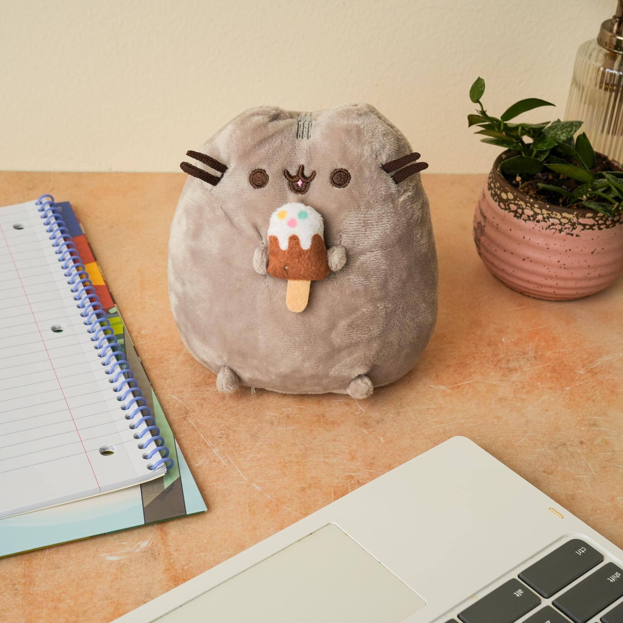 Alt View 10. Fiesta - Pusheen 6.5 Inch Plush | Pusheen with Ice Cream - Gray.