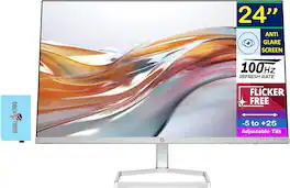 HP - Series 5 24" FHD IPS Monitor, 5ms Response Time, Flicker Free, Anti-Glare, HDMI & DKZ Hub, Color - White/Silver