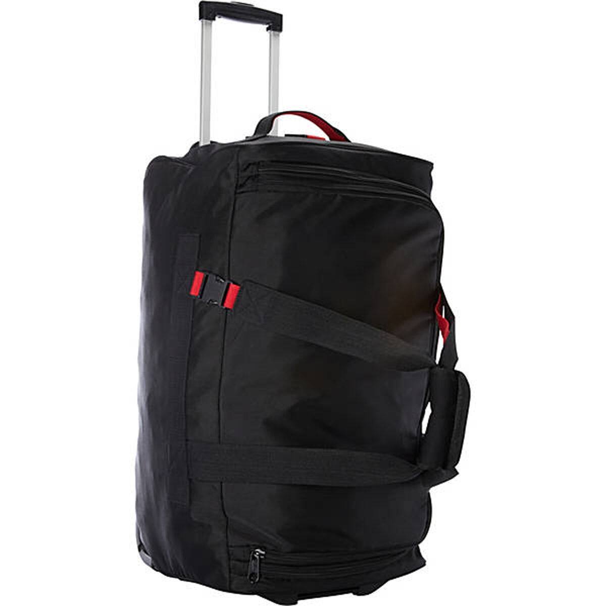 Alt View 1. A.Saks - A.Saks 25" Lightweight Rolling Trolley Duffel with Wheels - Black/Red.