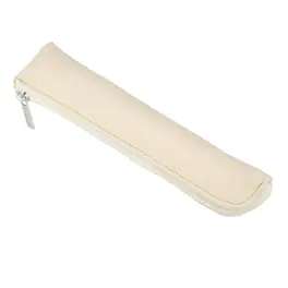 Unique Bargains - 1pc Mini Leather Pen Pouch, Small Zippered Pencil Case, Stationery & Makeup Organizer for Adults - Beige