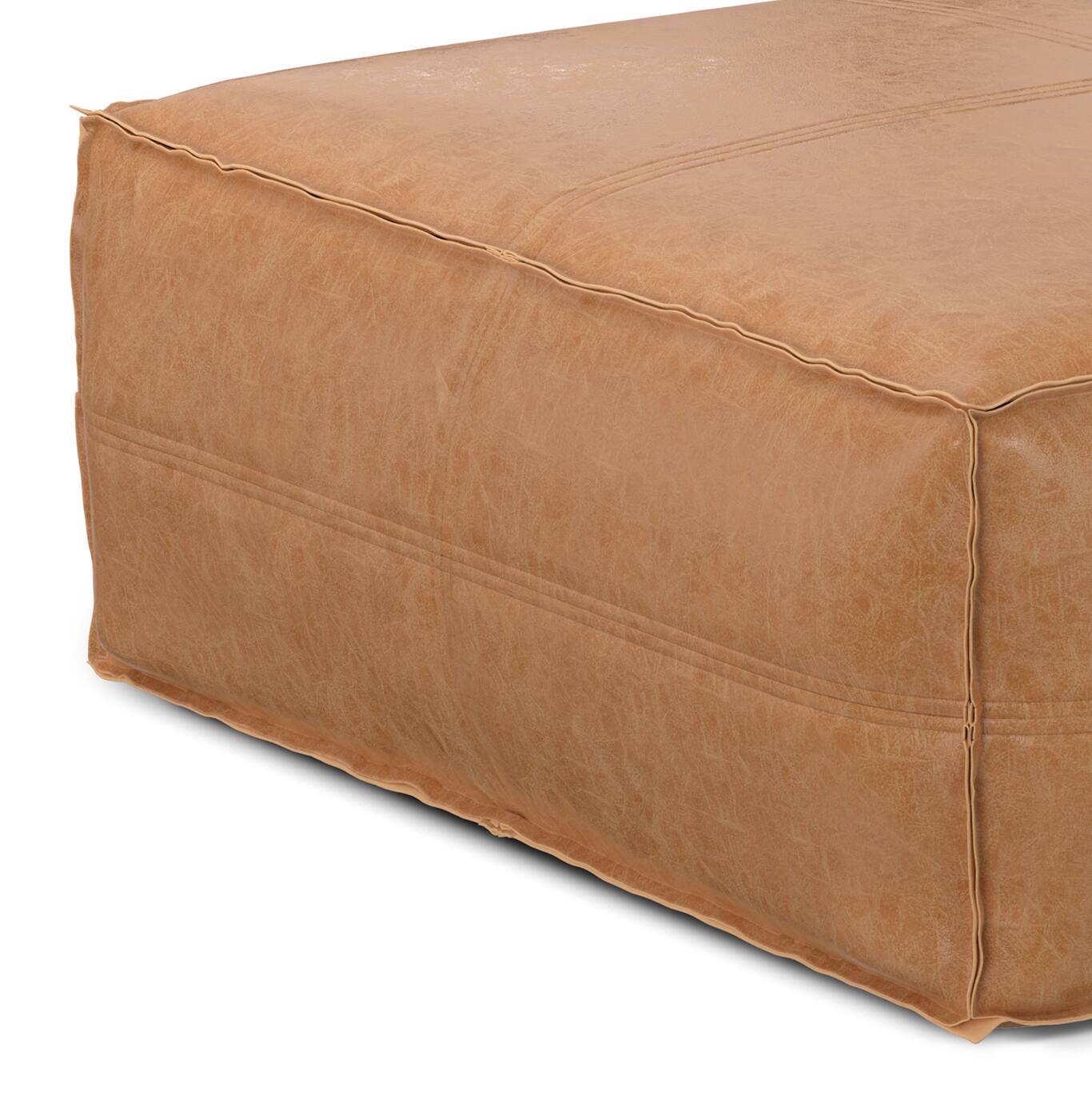 Alt View 15. Simpli Home - Brody Extra Large Coffee Table Pouf - Distressed Brown.