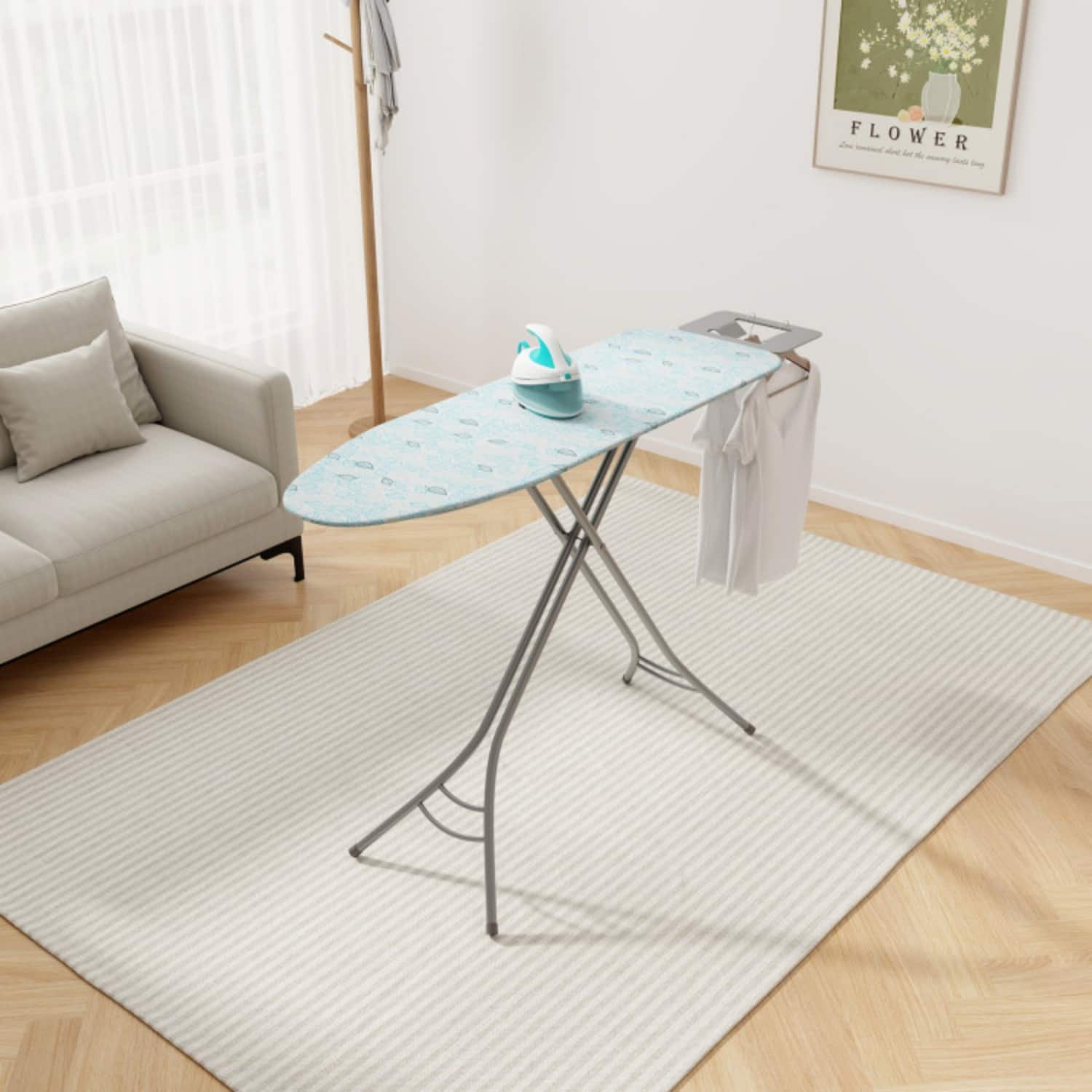 "LUCKY ONE - Foldable Ironing Board with Adjustable Height 27-36"" & Iron Rest - Heavy Duty Metal Frame - Turquoise" price history on PriceWatchPro