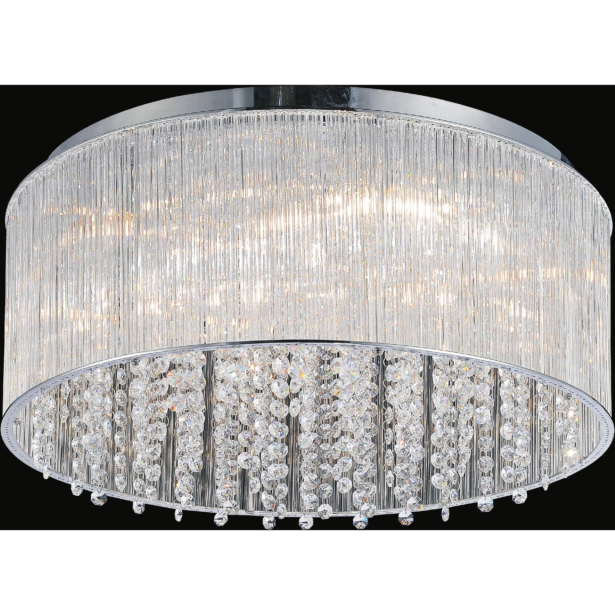 Alt View 1. CWI Lighting - Spring Morning 9 Light Drum Shade Flush Mount With Chrome Finish - Chrome.