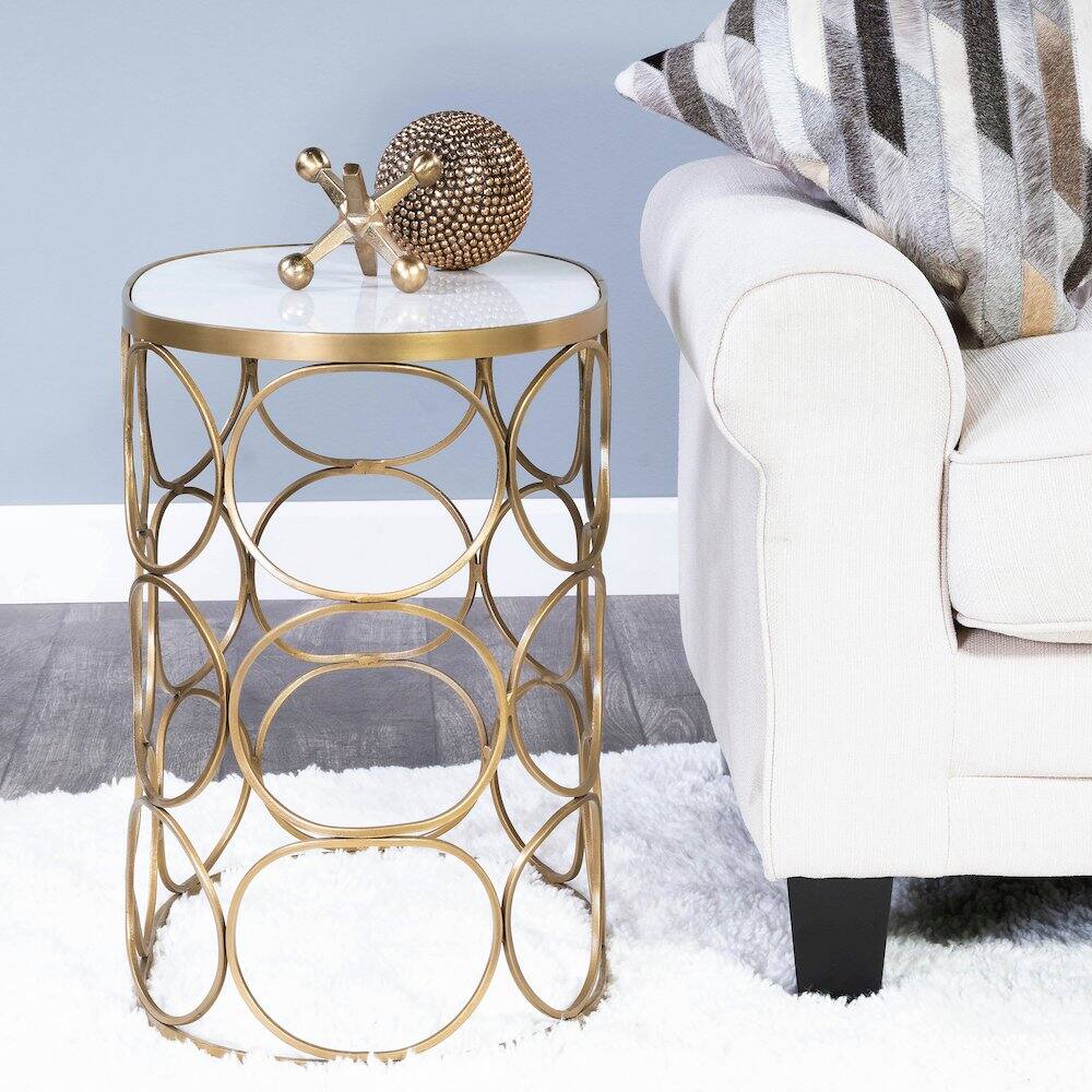 Alt View 4. Butler Specialty - Talulah Oval Marble Side Table - Gold.