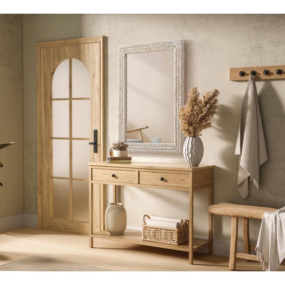 Alt View 6. Elegant Decor - Rectangle Cornhusk Mirror 30x42 in Linen White - Linen White.