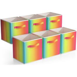 Sorbus - Foldable Storage Cubes - 6 Fabric Baskets for Organizing Pantry, Closet, Shelf, Nursery, Playroom, Toy Box, Cubby - Rainbow 4