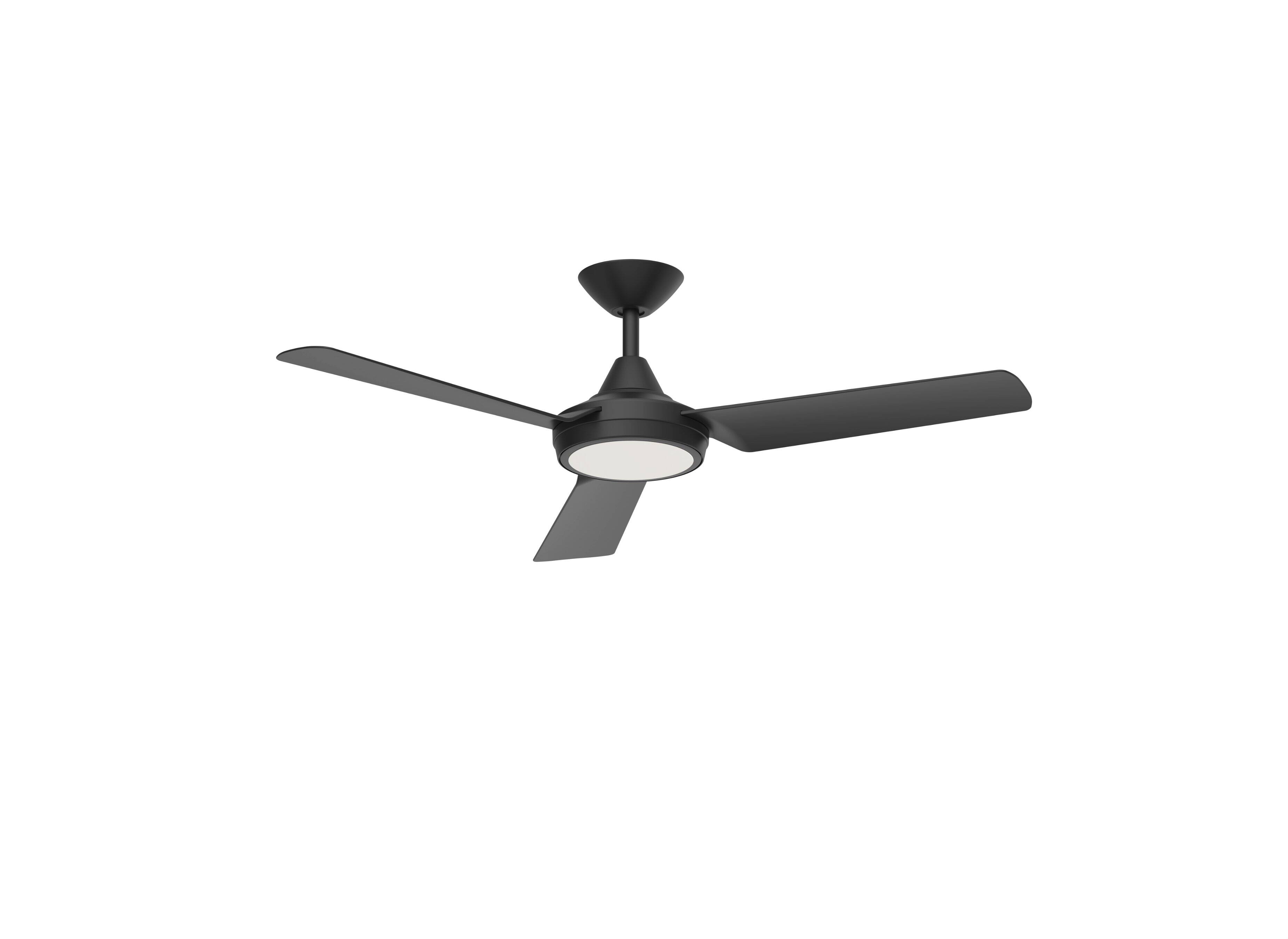 Alt View 5. ENLIGHT - 52" Smart DC Ceiling Fan, CCT & Dimmable Light, Efficient & Quiet DC Motor, Reverse Mode, Matter, 3 Blade, Damp Rated - Matte Black.