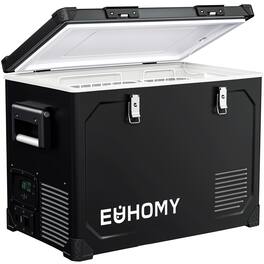 Euhomy - 48QT 12V Car Refrigerator -SECOP Powered Electric Cooler, -4℉~68℉ Refrigerator 12/24V DC & 110-240V AC for Camping, Boat - Black