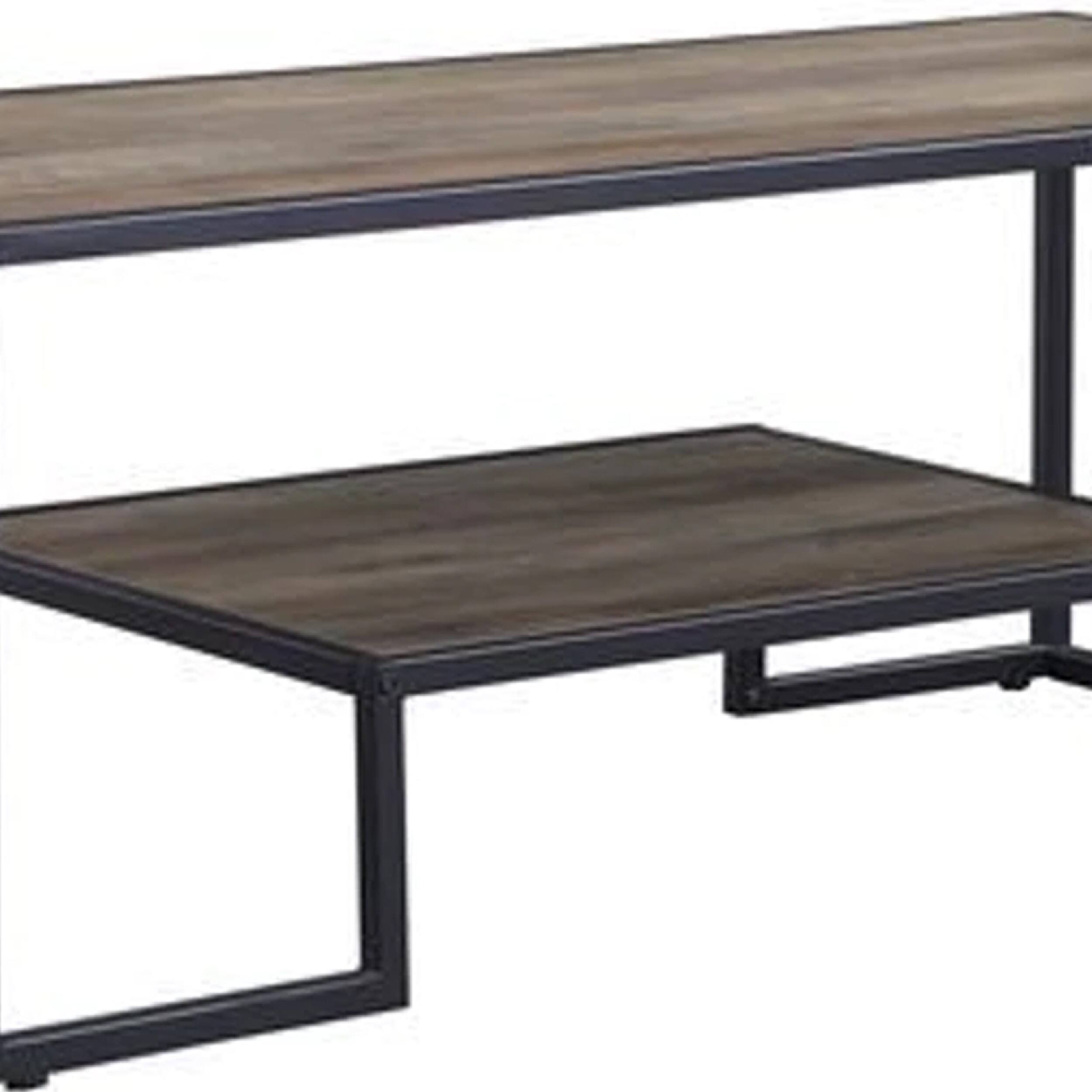 Alt View 3. Manhattan Lane - Coffee Table with 1 Open Shelf and Tubular Frame - Brown.