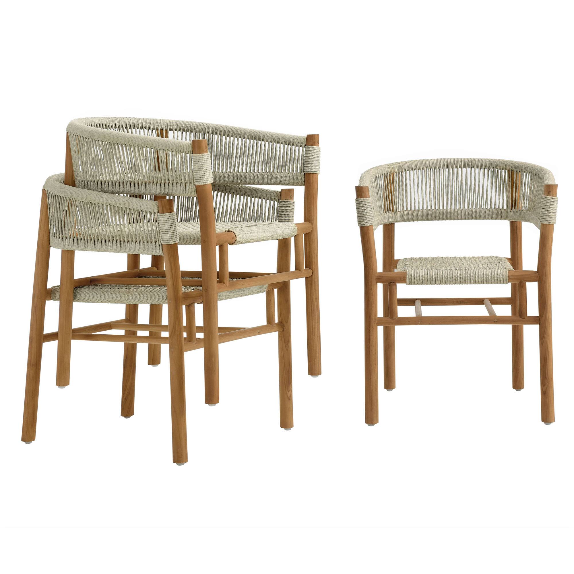 Alt View 6. Modway - Vienna Outdoor Patio Teak and Rope Curved-Back Dining Armchairs Set of 2 by Modway - Natural Natural.