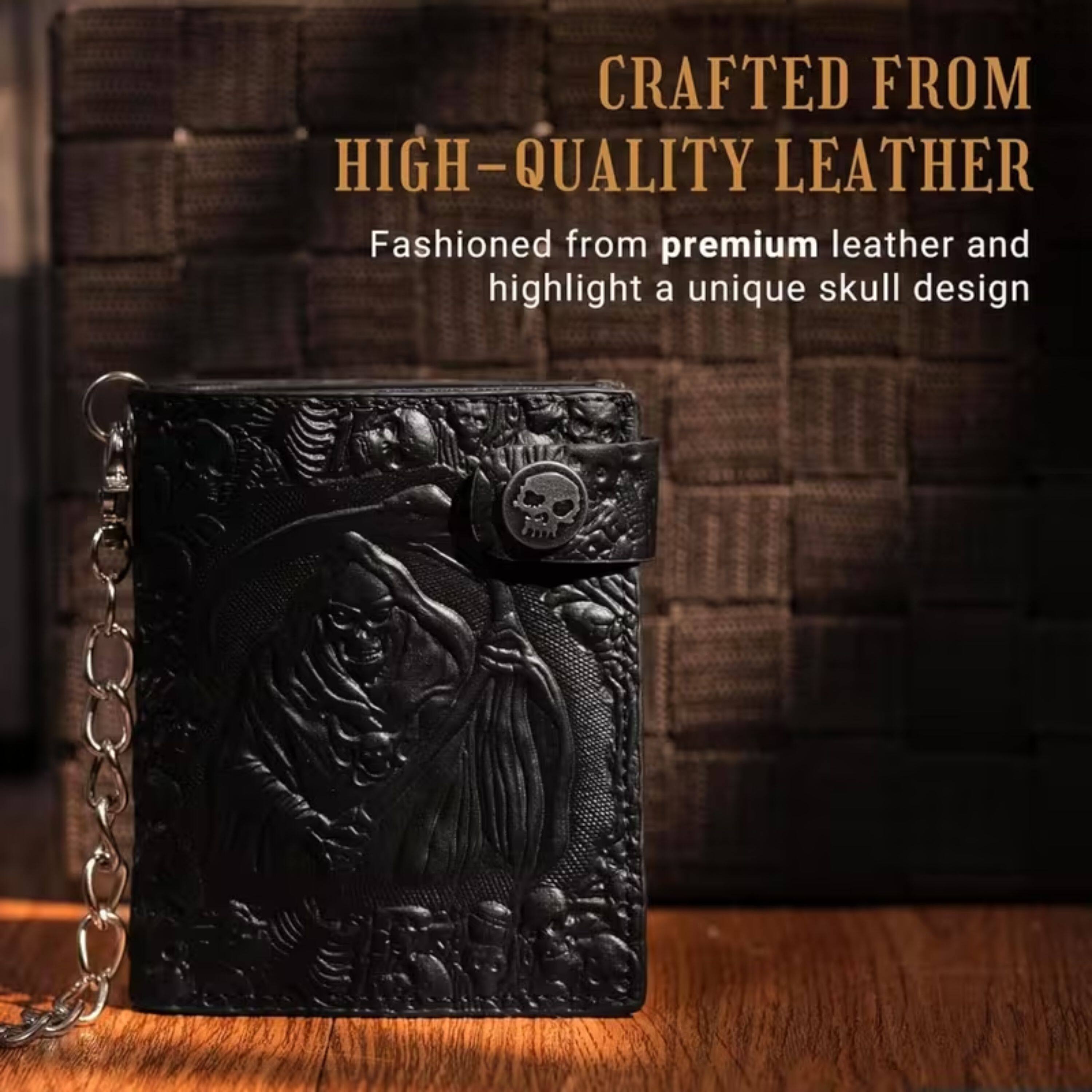 CRAFTED FROM HIGH-QUALITY LEATHER  
Fashioned from premium leather and highlight a unique skull design
