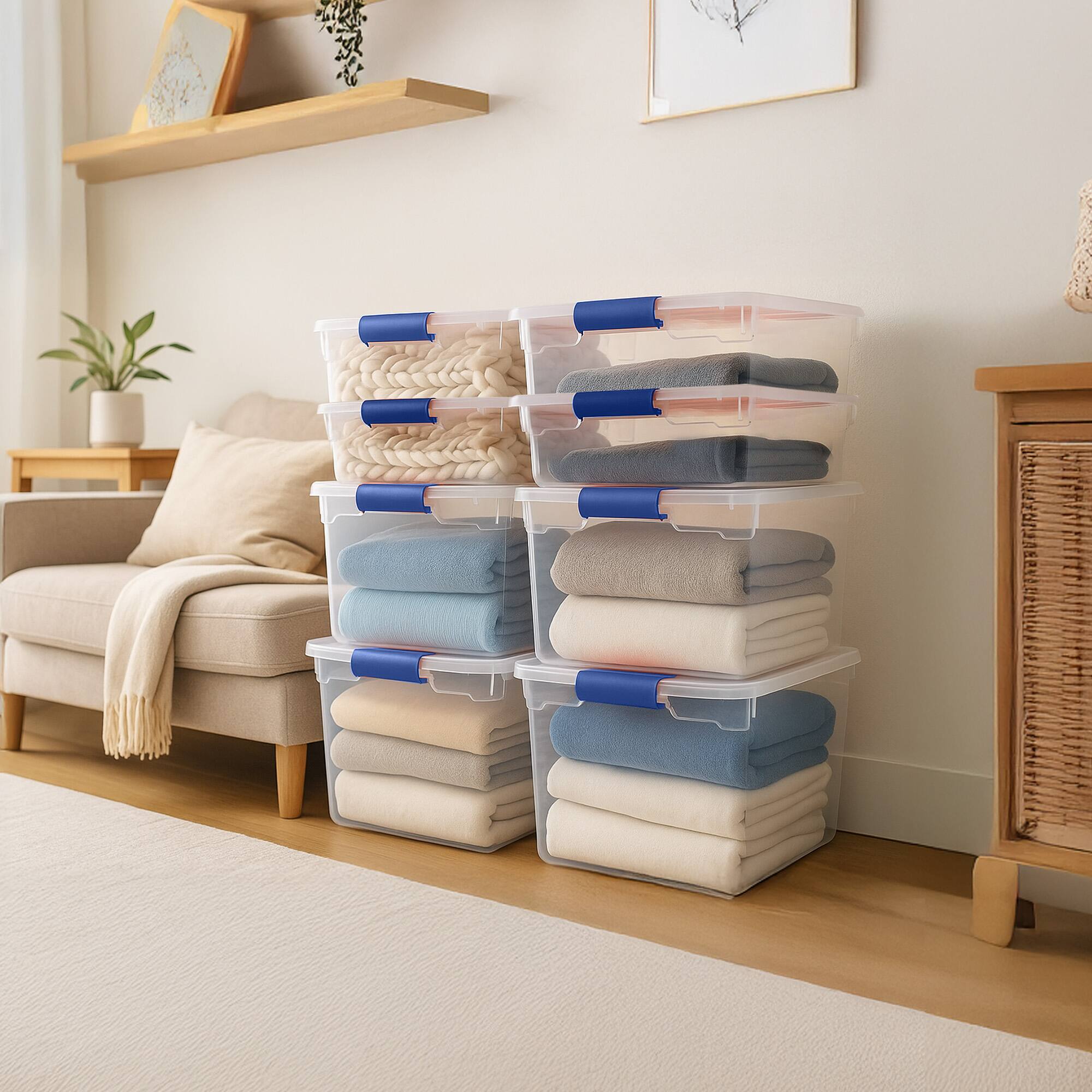 Alt View 8. Homz - Homz 31qt Clear Plastic Stackable Storage Containers, 4 Pack & 15.5qt, 4 Pack - Clear.