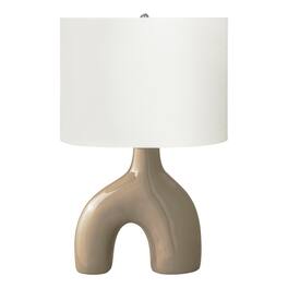 Luckbyte - 25 Inch Brown Ceramic Table Lamp Ivory Cream Shade Contemporary Modern Light