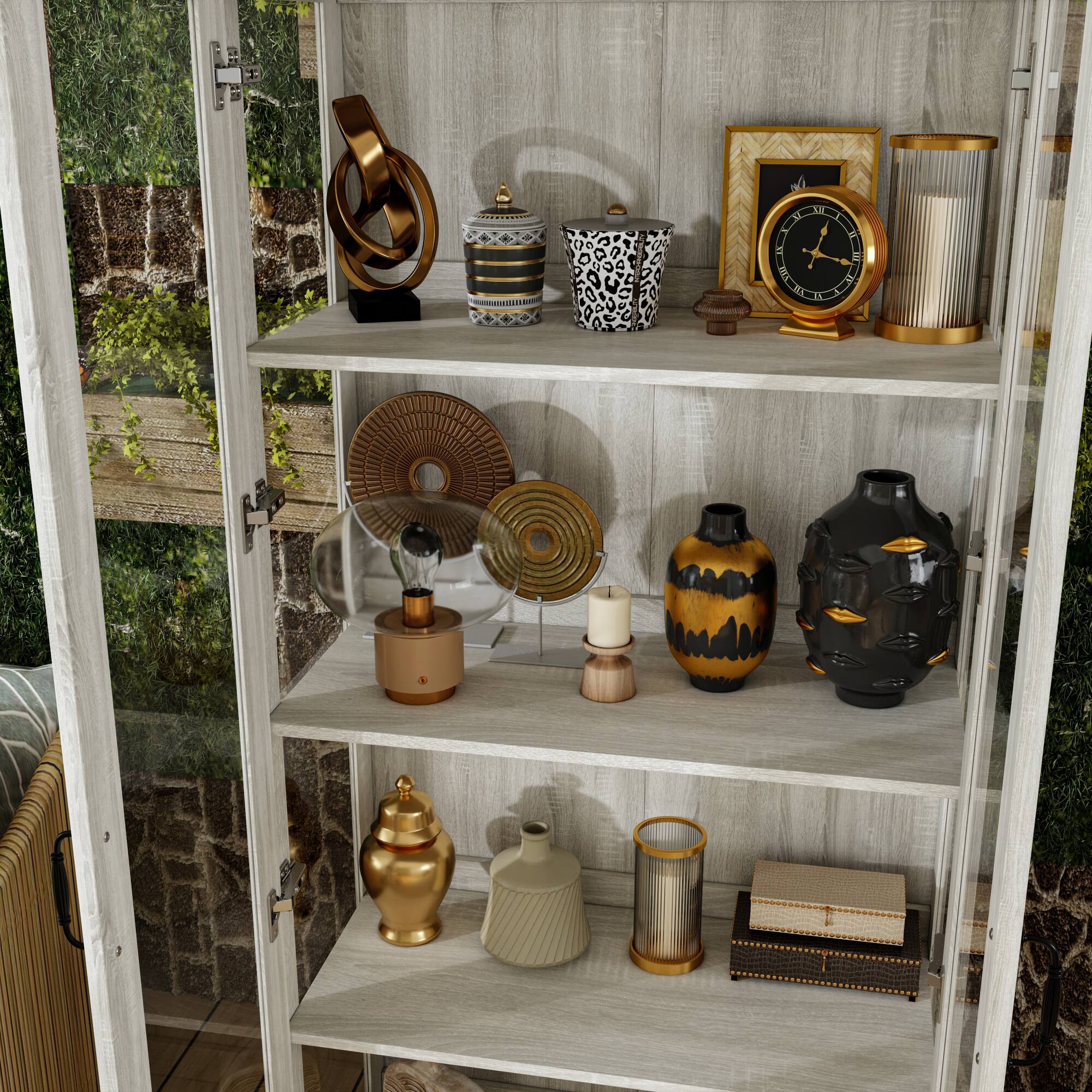 Alt View 5. Famapy - Famapy Classic Tempered Glass - Door Display Cabinet with Anti - Tip Safety - Gray.