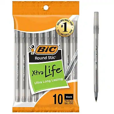 Selling Ball #1 Pen
Round Stic
Xtra Life
Ultra Long Lasting
10 Black Medium Ball Pens
