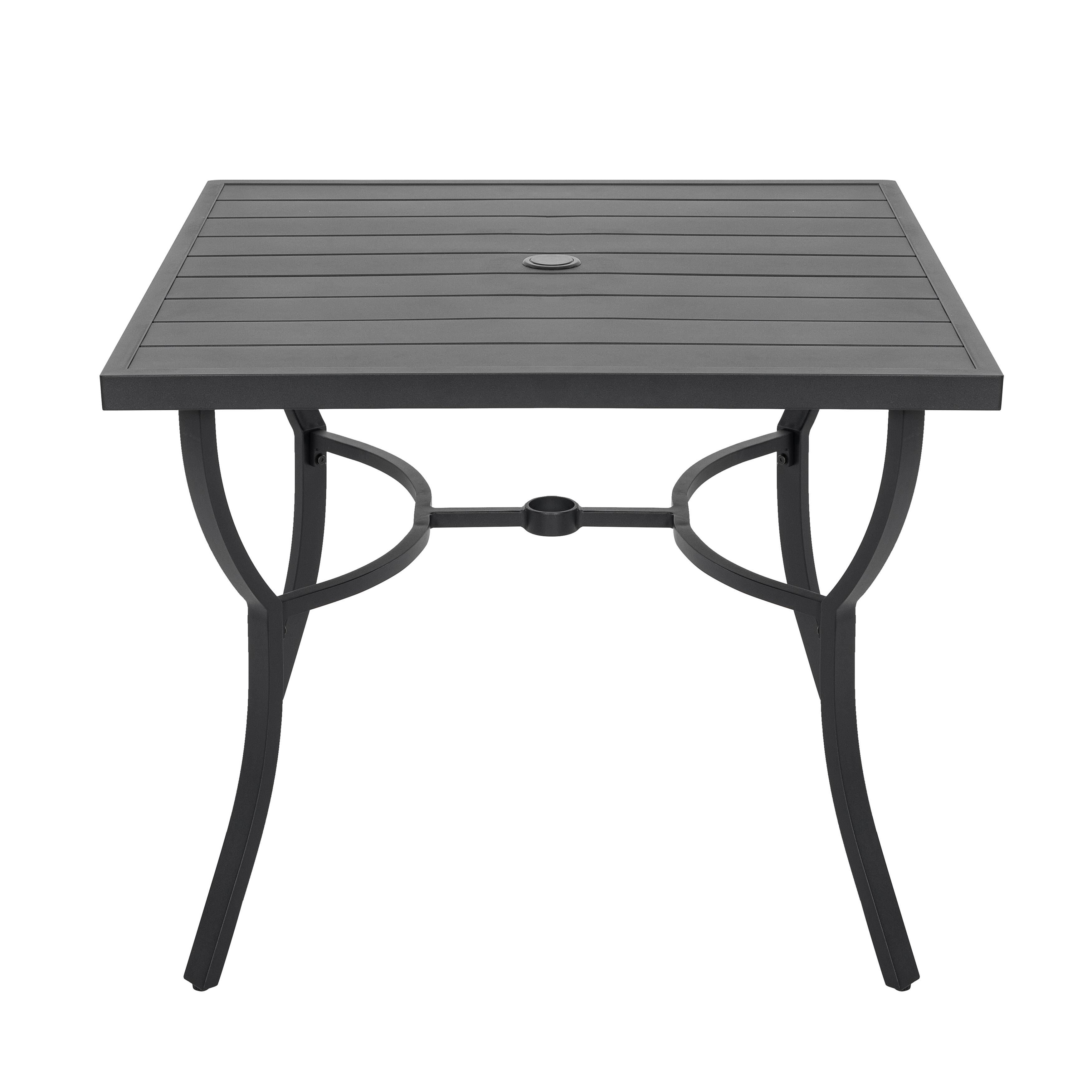 Alt View 7. Nuu Garden - Patio 36" x 36" Aluminum Dining Table with 1.7" Umbrella Hole - Black.