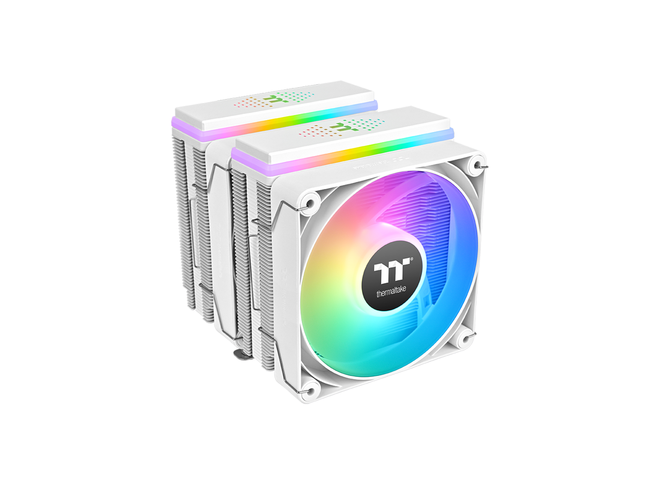 Front. Thermaltake - Thermaltake ASTRIA 600 ARGB CPU Cooler, 6 Heat Pipes, 2x120mm PWM Fans, Dual Tower, 265W TDP, White - White.
