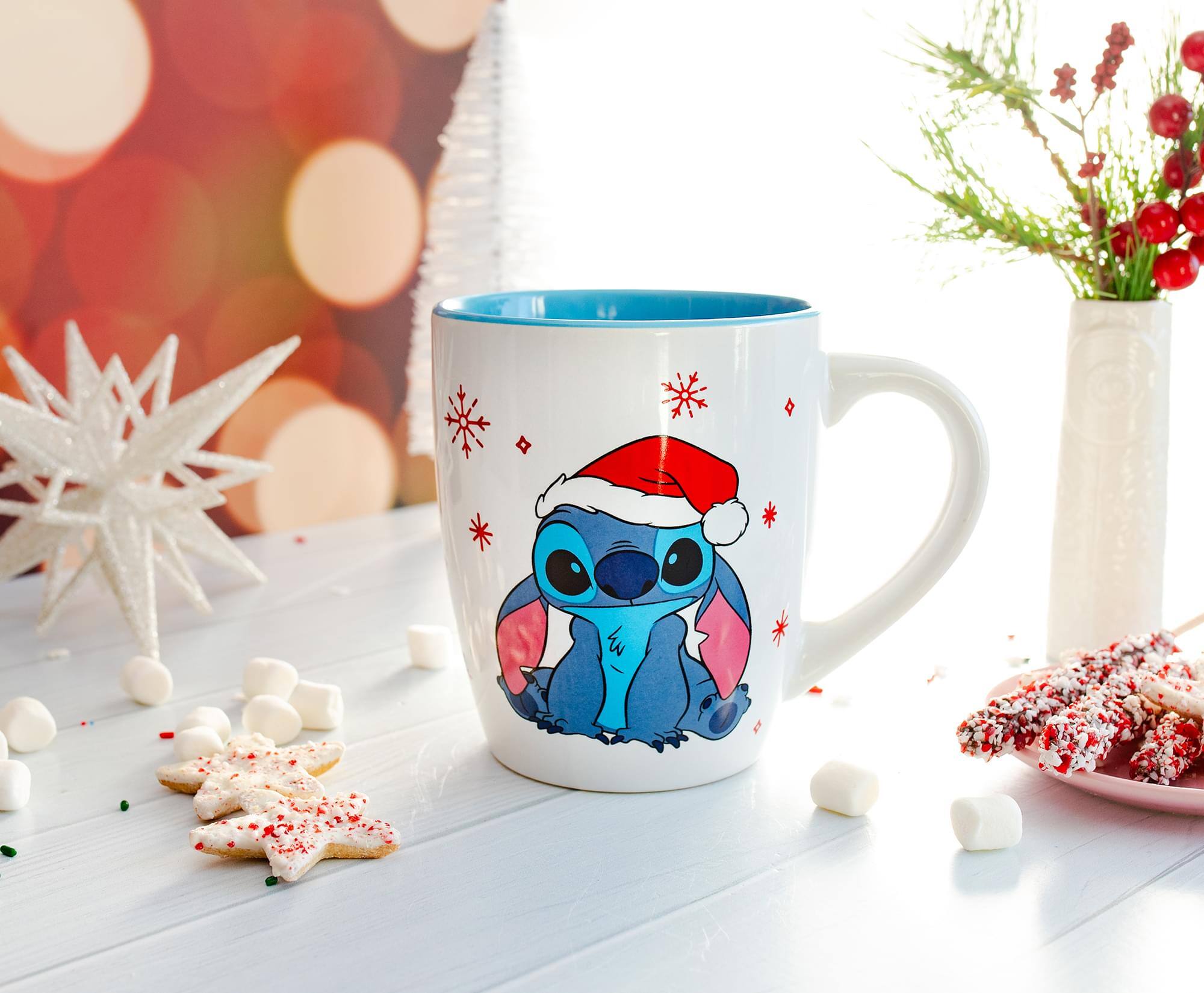 Alt View 10. Disney - Disney Lilo & Stitch Santa Hat Jumbo Curved Ceramic Latte Mug | Holds 25 Ounces - White.