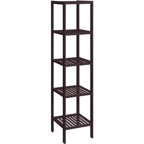 SlickBlue - Wicker Wood 4-Shelf Storage Rack for Bedroom, Living Room, or Office - Brown