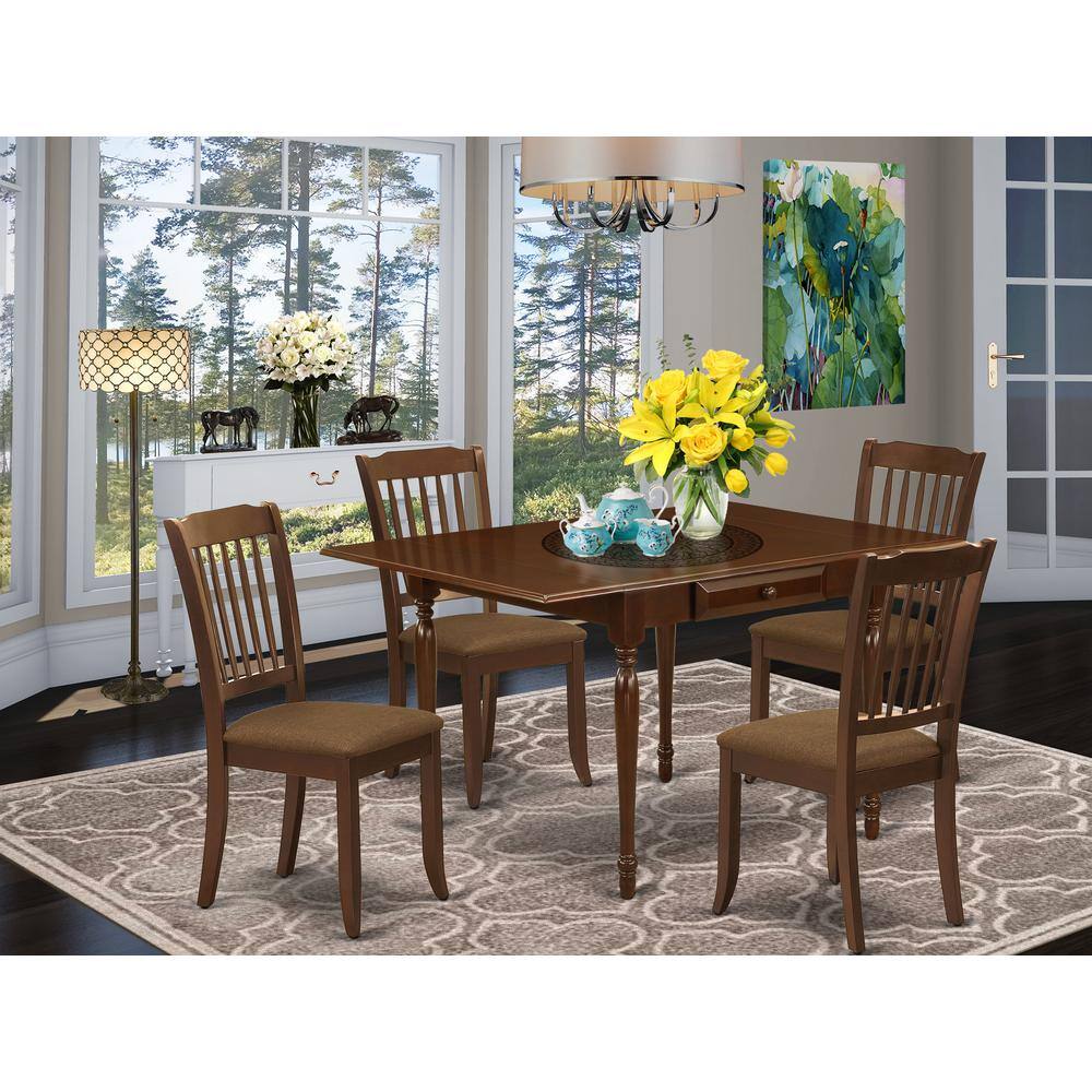 Angle. East West Furniture - Dining Room Set Mahogany - Brown.