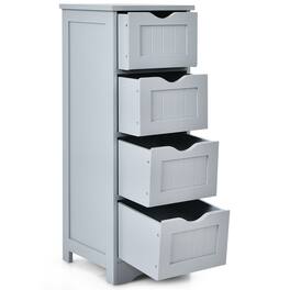 Gymax - Bathroom Floor Cabinet Free Standing Storage Side Organizer W/4 Drawers Grey - Gray