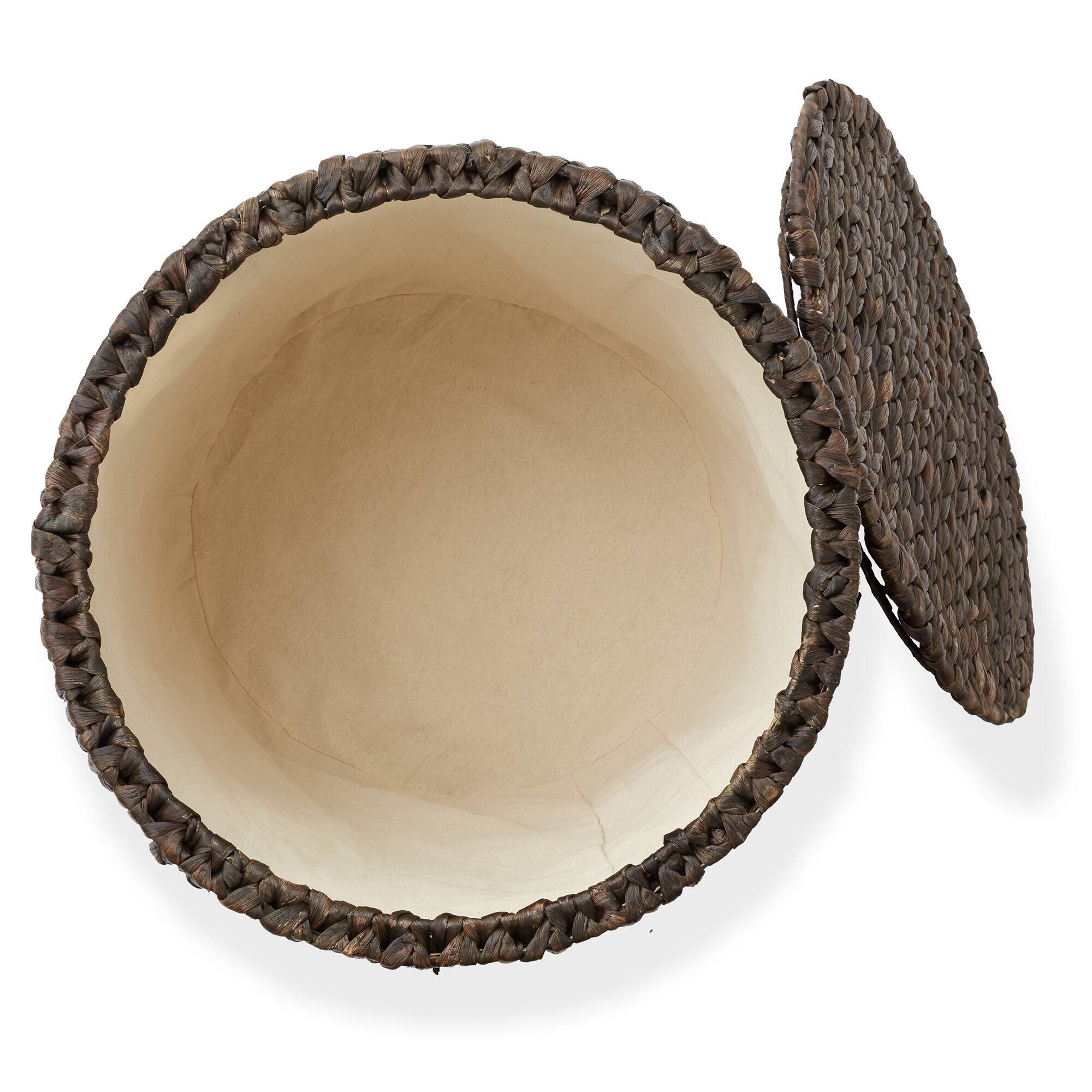 Alt View 3. Casafield - Rolling Storage Basket with Lid and Locking Wheels - Hyacinth Wicker - Espresso.