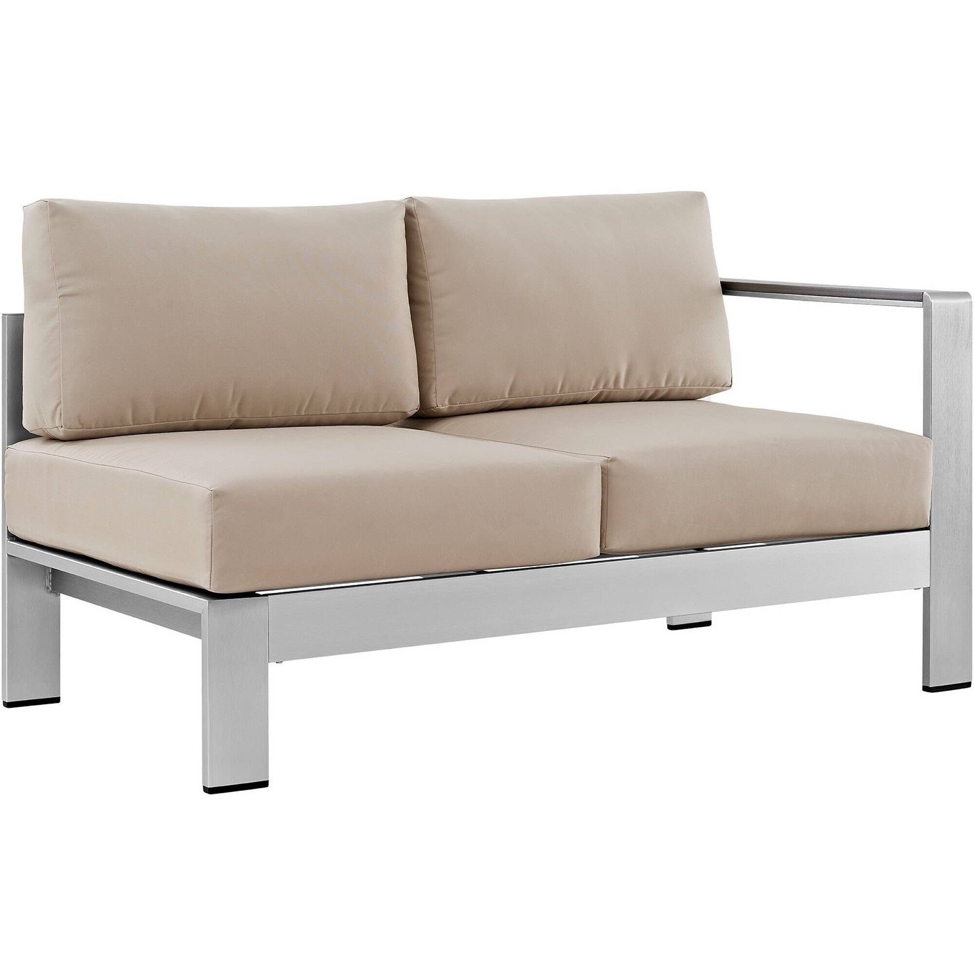 Angle. Modway - Shore Right-Arm Corner Sectional Outdoor Patio Aluminum Loveseat by Modway - Silver Beige.