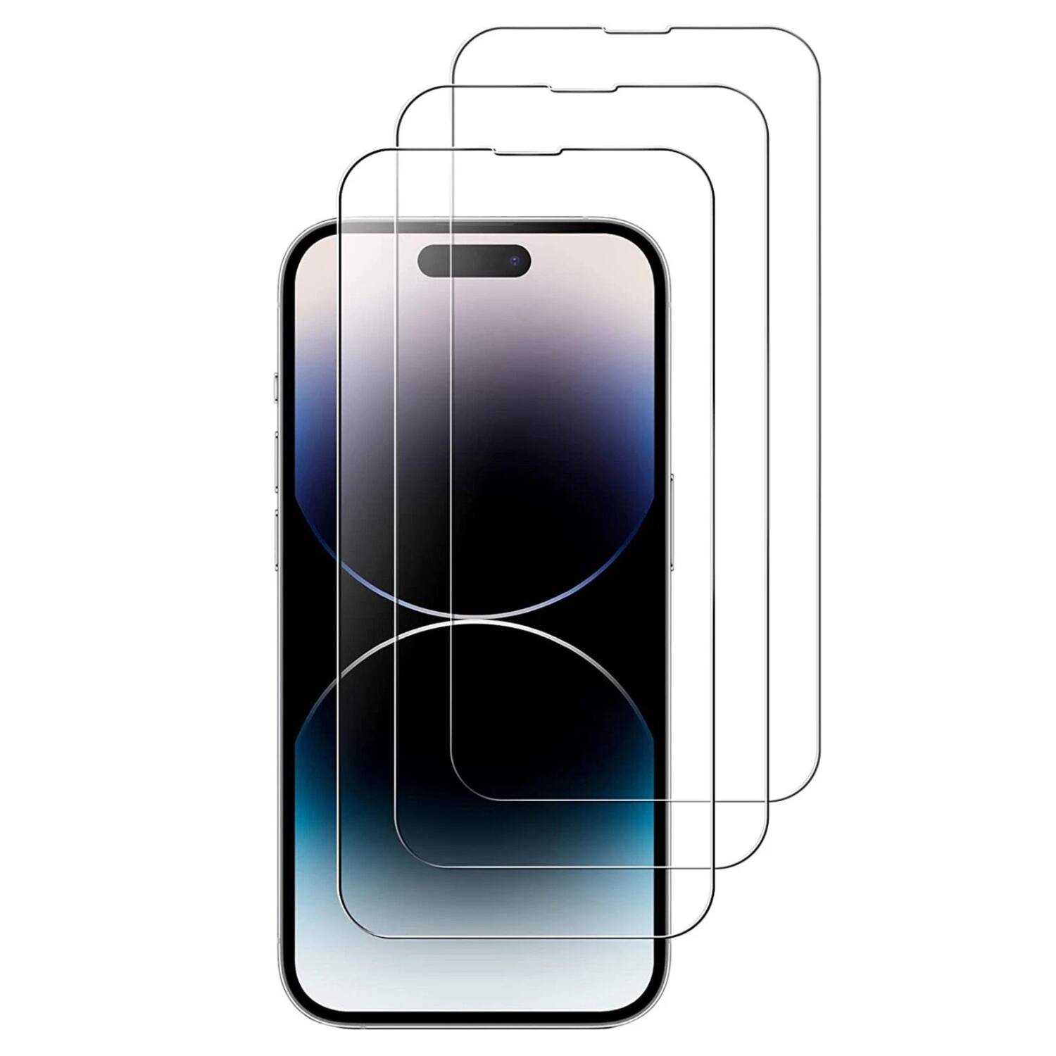 Front. Stock Preferred - 3-Pack Tempered Glass Screen Protector For IPhone 15 - Clear.