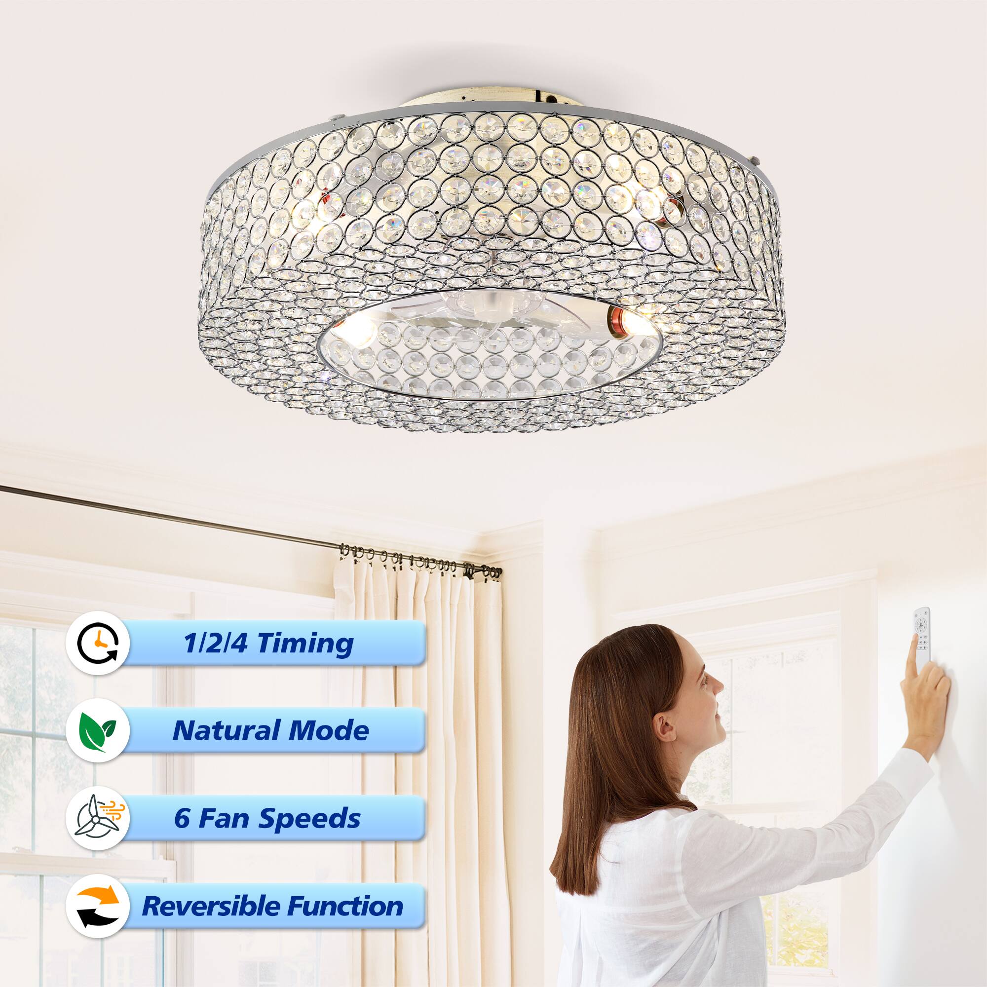 1/2/4 Timing  
Natural Mode  
6 Fan Speeds  
Reversible Function