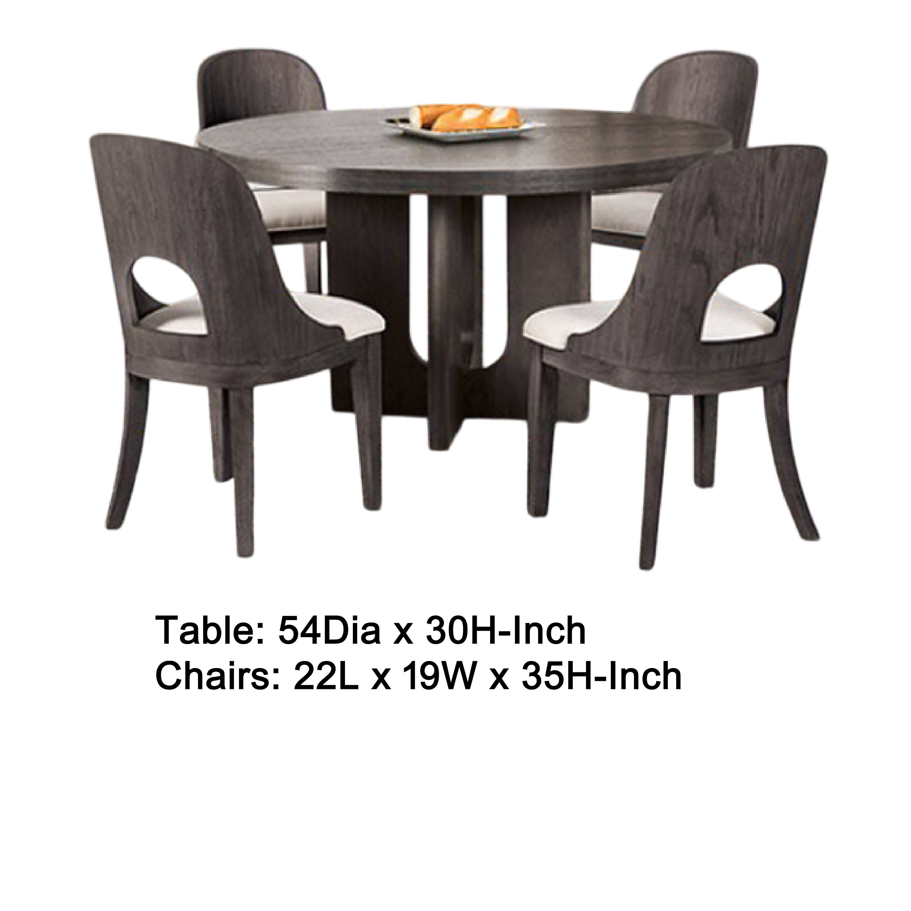 Table: 54Dia x 30H-Inch  
Chairs: 22L x 19W x 35H-Inch