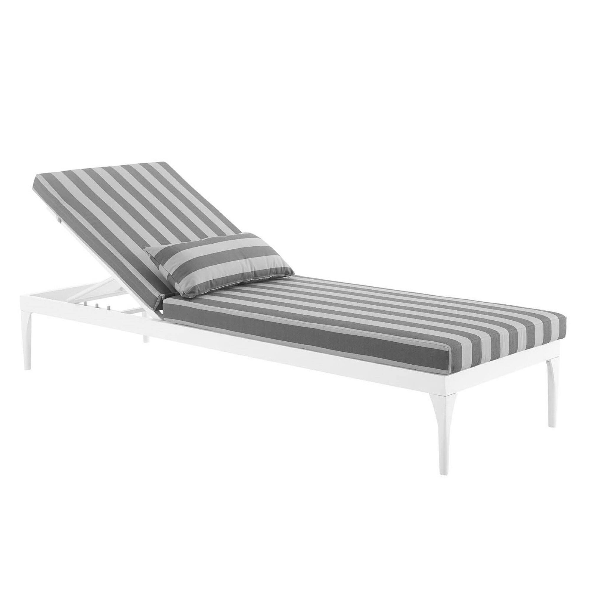 Back. Modway - Perspective Cushion Outdoor Patio Chaise Lounge Chair by Modway - White Striped Gray.