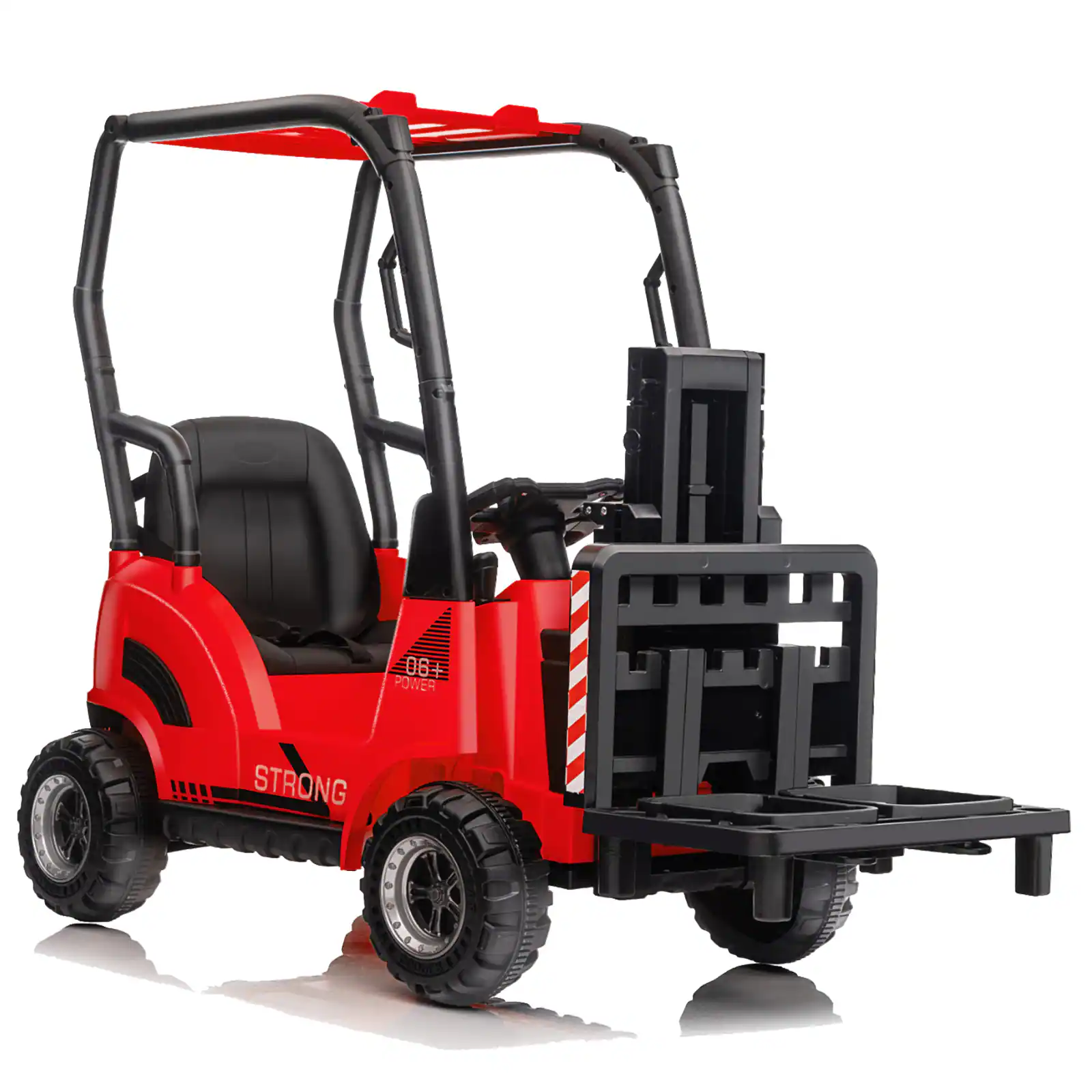 Jojoka - 12V Kids Electric Forklift Ride On Car w/Remote & Tent, Liftable Fork, Pallet, Music, USB & 2 Speeds - Red