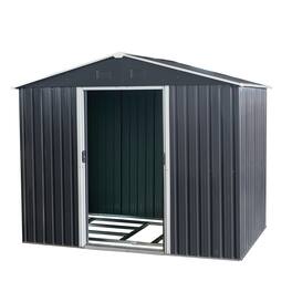 Mondawe - 8ft x 6ft Outdoor Metal Storage Shed with Metal foundation - Black