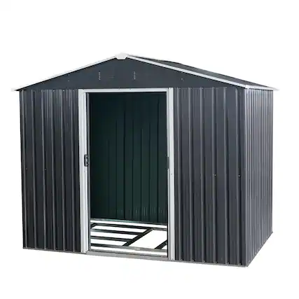 Front. Mondawe - 8ft x 6ft Outdoor Metal Storage Shed with Metal foundation - Black.