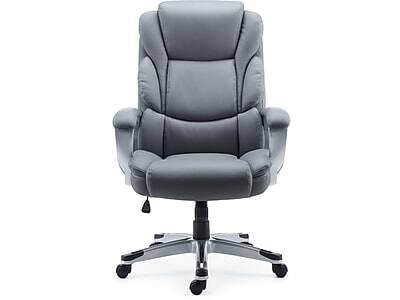 Front. Staples - Staples Mcallum Ergonomic Bonded Leather Swivel Manager Chair, Gray (51474) - Gray.