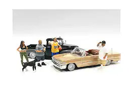 Lowriderz and a Dog 5 piece Figurine Set for 1/18 Scale Models by American Diorama - Multi