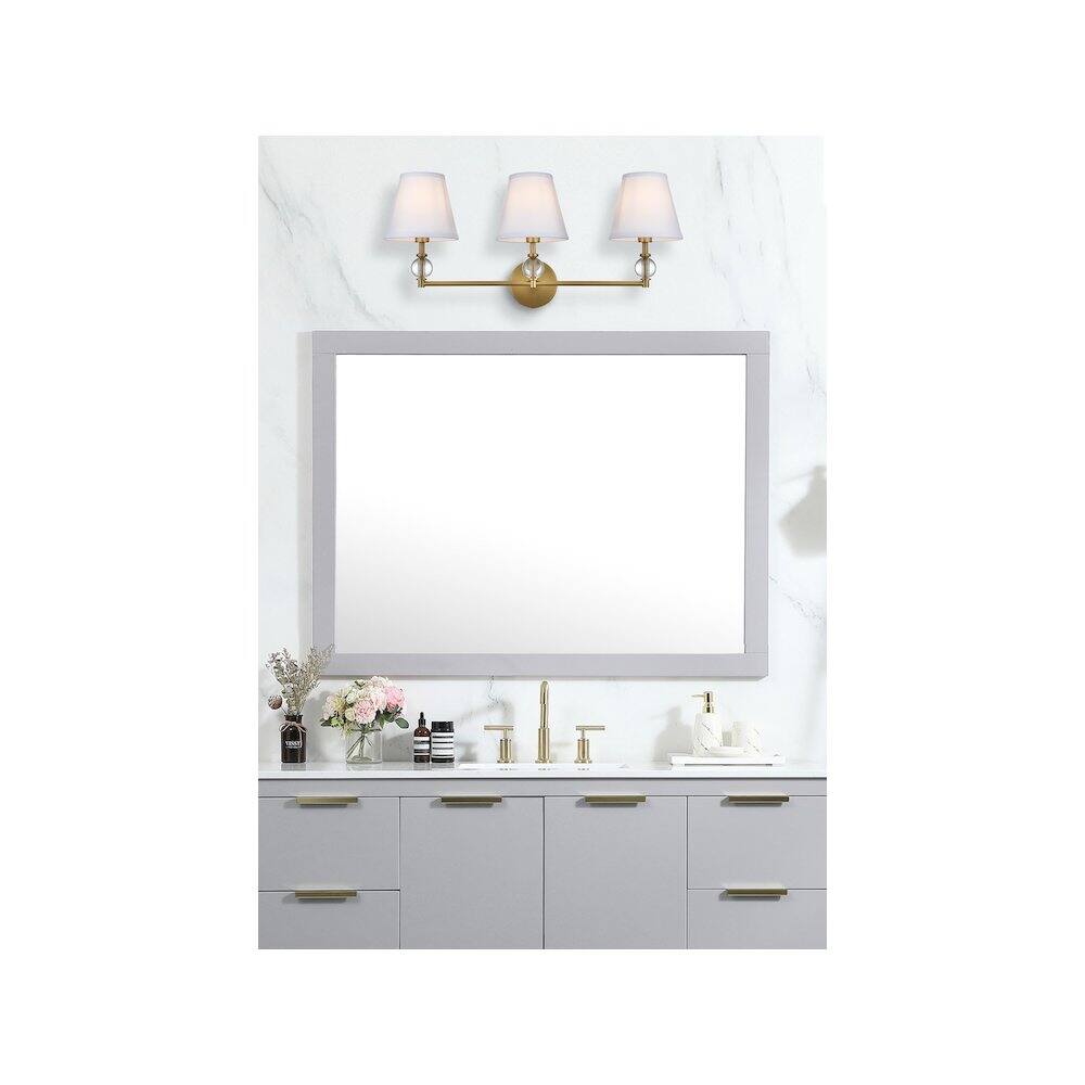 Alt View 3. Living District - Bethany 27 inch Wall Sconce in Satin Gold - Satin Gold And White.