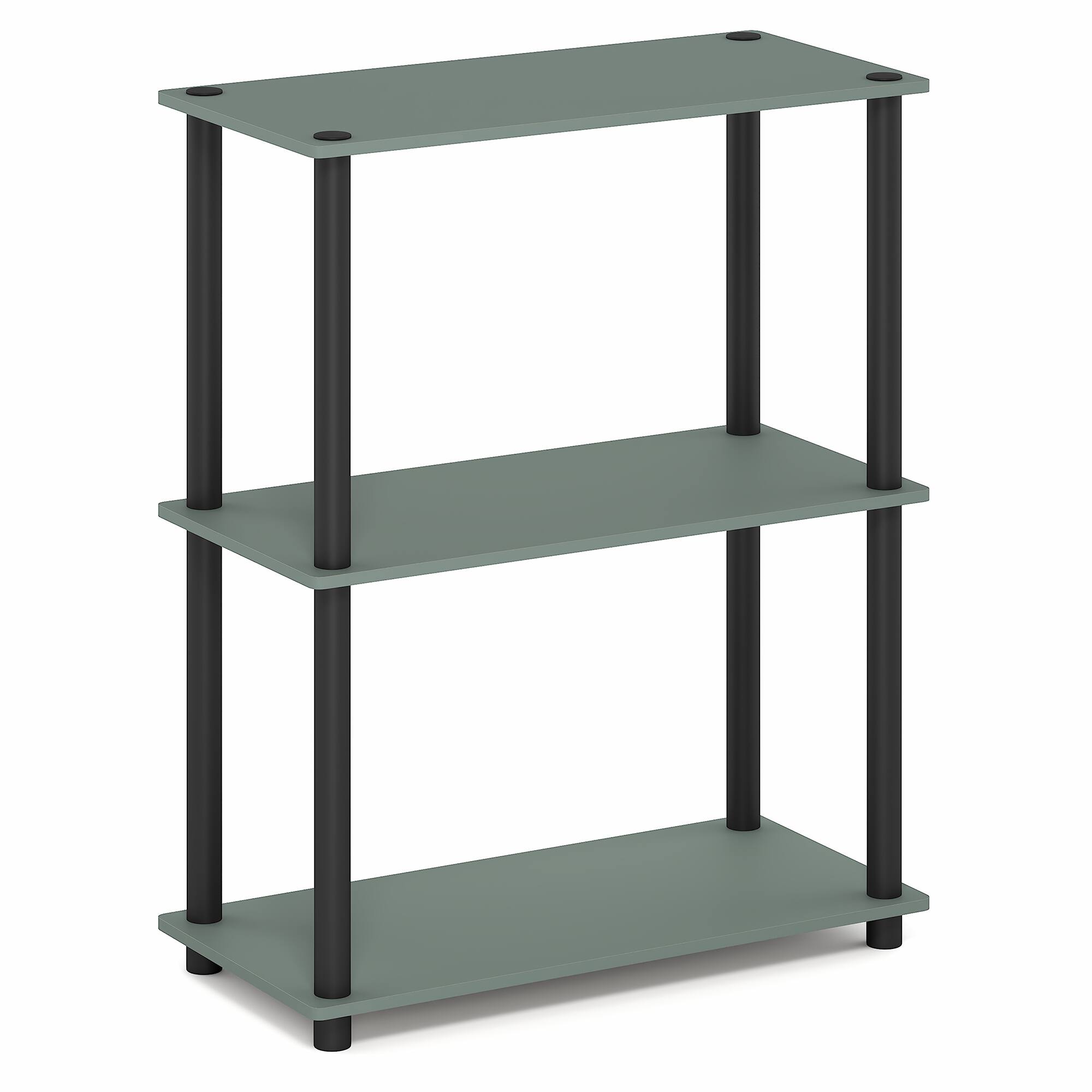 Alt View 4. Furinno - TURN-N-TUBE Storage Shelves, Corner Bookshelf with Open Shelves, Toolless Design, for Living Room, Garage, Home Office - Sage Green/Black.