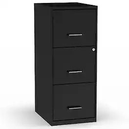 Staples - 3-Drawer Vertical File Cabinet, Letter Size, Lockable, 34.9"H x 14.3"W x 18.9"D - Black