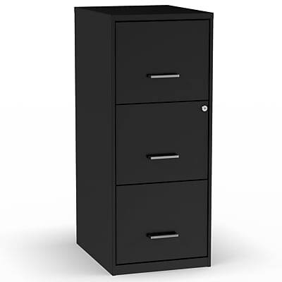 Staples - 3-Drawer Vertical File Cabinet, Letter Size, Lockable, 34.9"H x 14.3"W x 18.9"D - Black