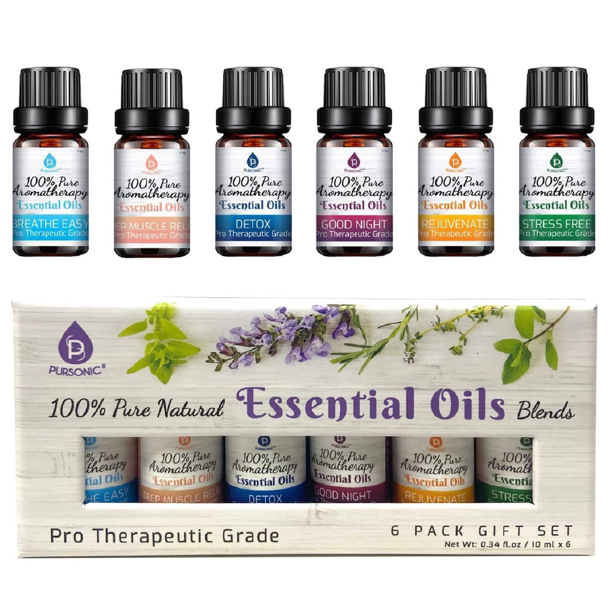 Pursonic - 6 Pack of 100% Pure Essential Aromatherapy Oils Blends - Multicolor price history on PriceWatchPro