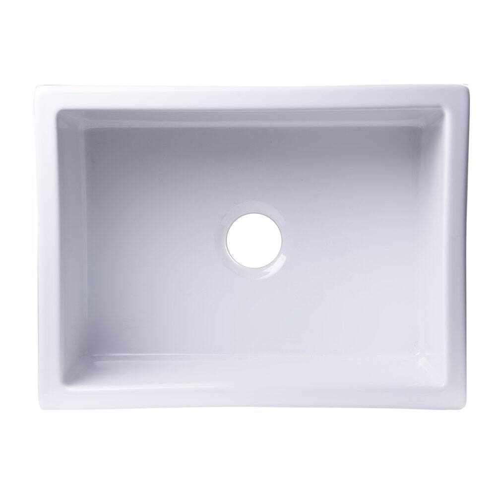 Alt View 2. Alfi - ALFI brand 24 White Arched Apron Thick Wall Fireclay Single Bowl Farm Sink - White.