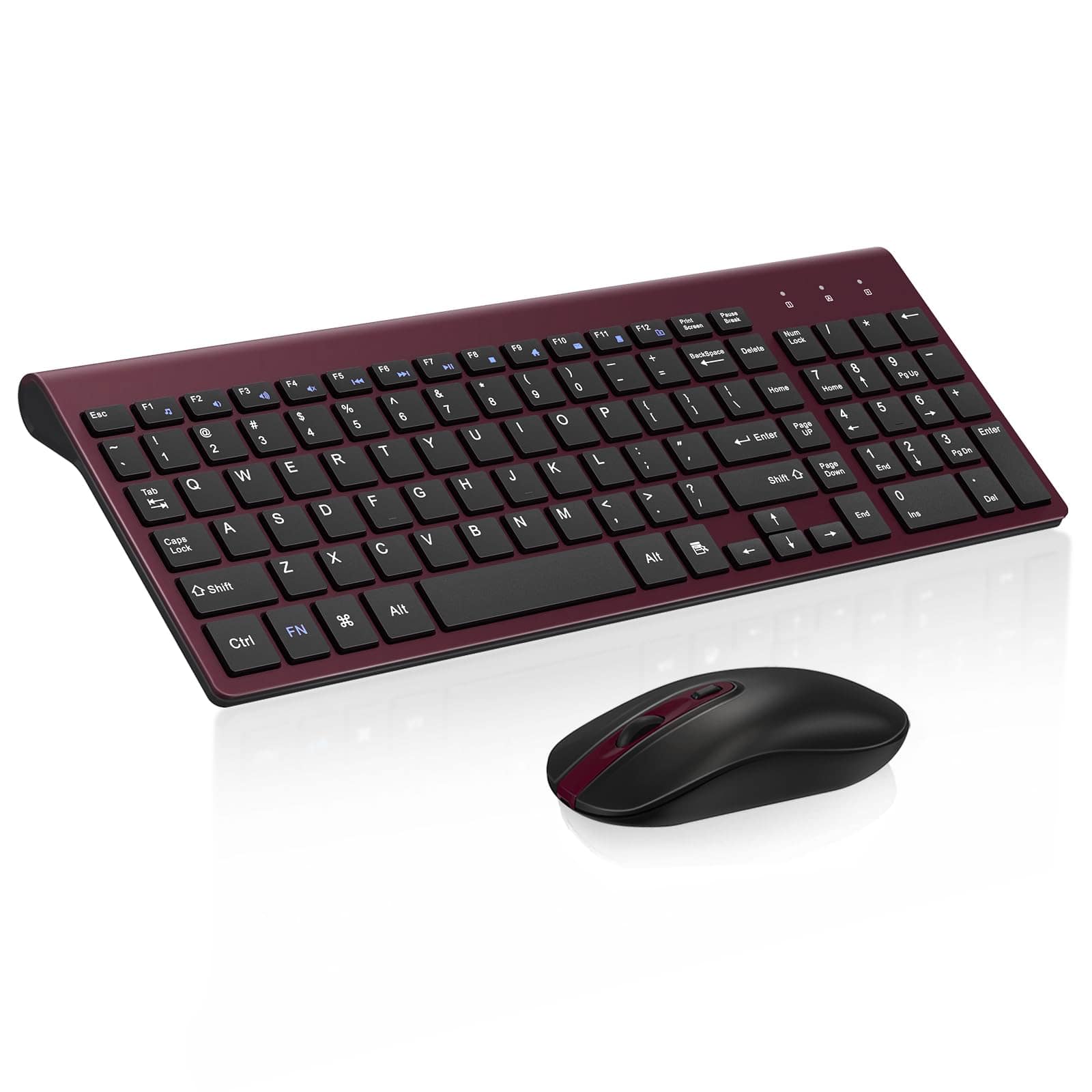 Cedar Assembly - Wireless Mouse Combo Compact Full Size And Set Less Noise Keys Ultra thin Sleek Design For Windows - Wireless - 1-Wine Red