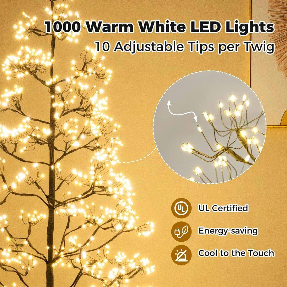 1000 Warm White LED Lights  
10 Adjustable Tips per Twig  

UL Certified  
Energy-saving  
Cool to the Touch